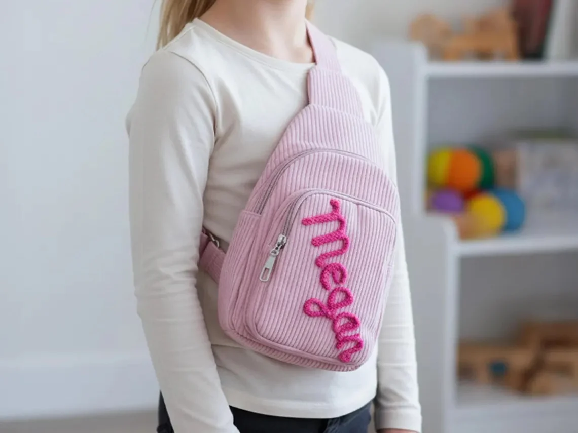 Personalized Toddler Corduroy Mini Sling Bag | Custom Kids Purse - Image 2