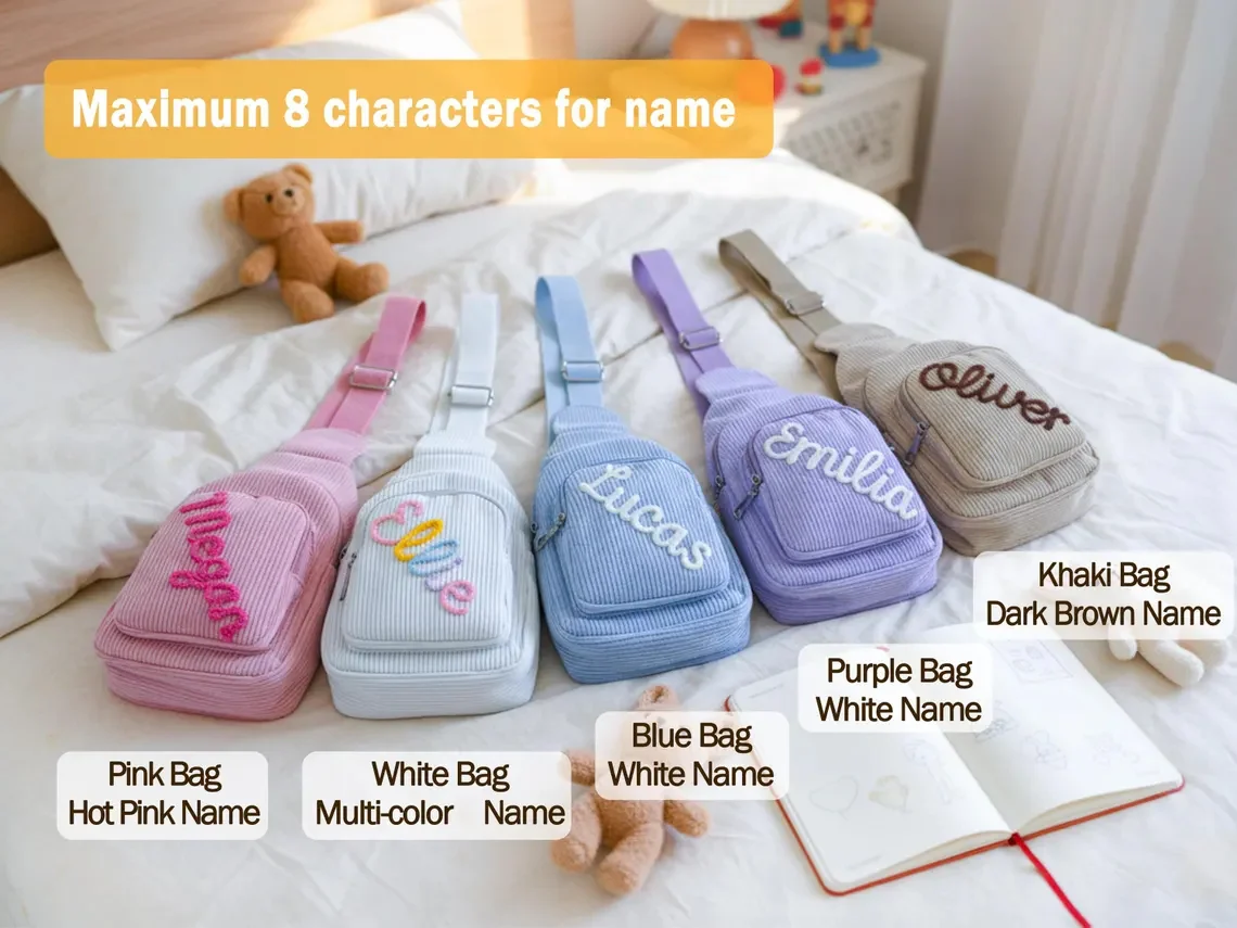 Personalized Toddler Corduroy Mini Sling Bag | Custom Kids Purse - Image 7