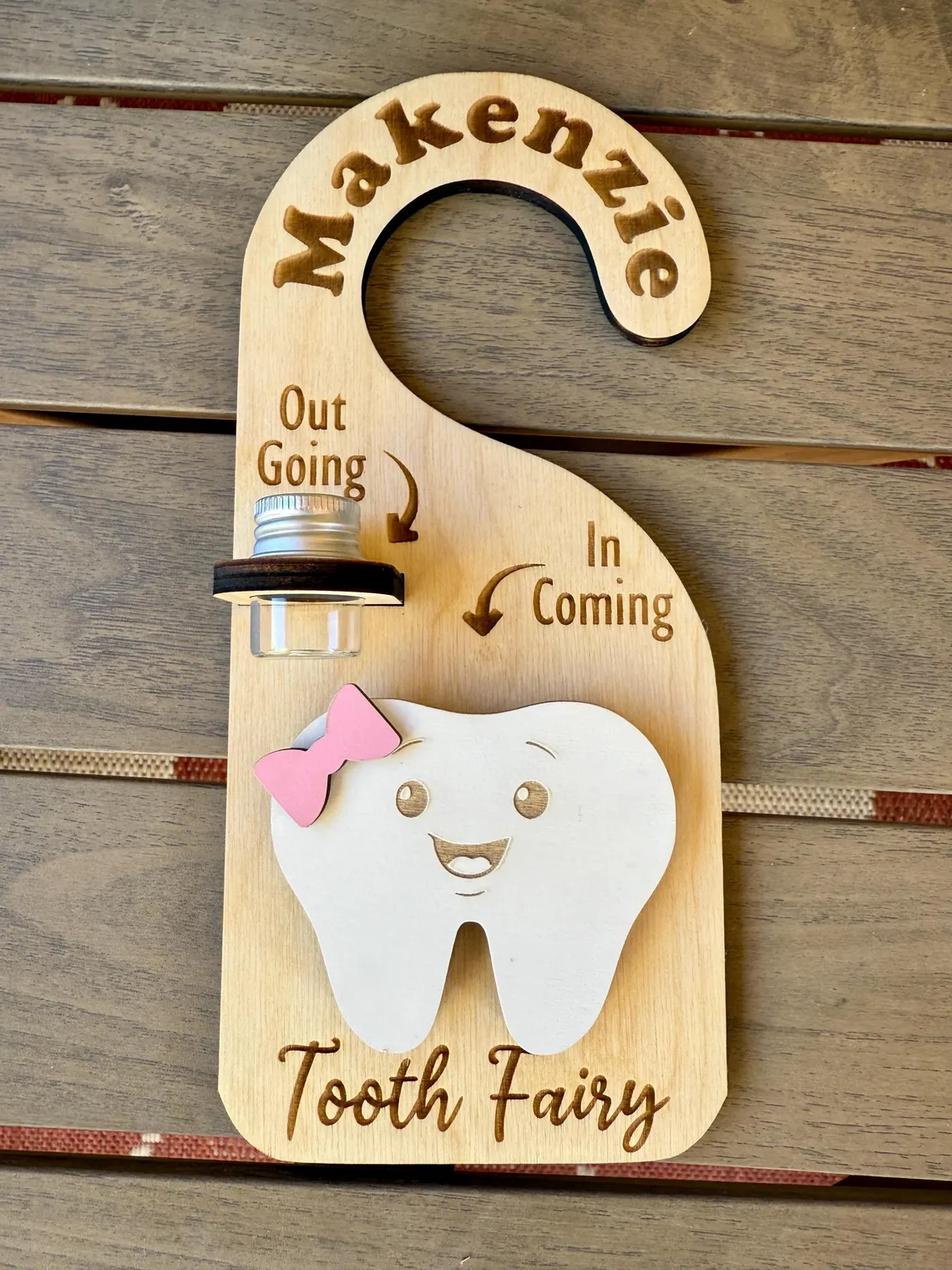 Personalized Tooth Fairy Door Hanger – Custom Name Tooth Holder with Jar - Image 6
