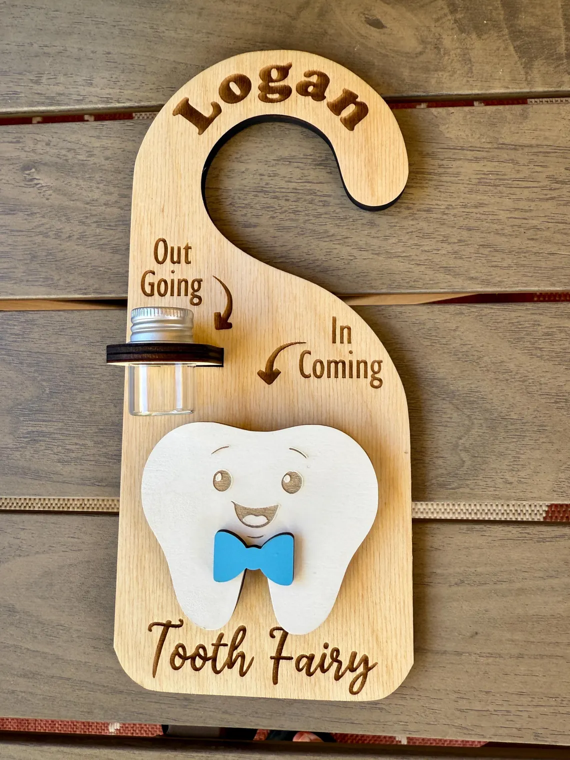 Personalized Tooth Fairy Door Hanger – Custom Name Tooth Holder with Jar - Image 7