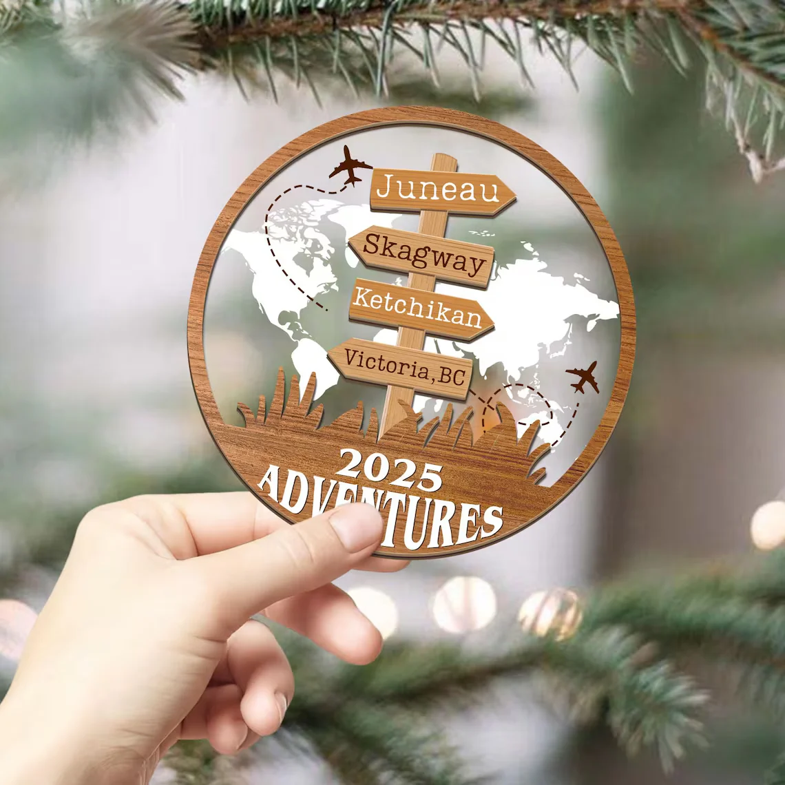 Personalized Travel Adventure Ornament | Custom Destination Gift