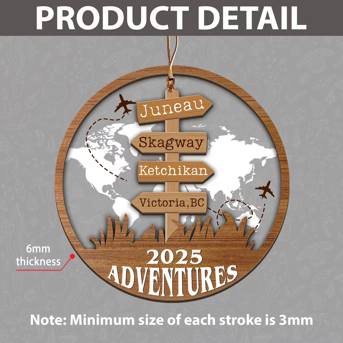 Personalized Travel Adventure Ornament | Custom Destination Gift - Image 2