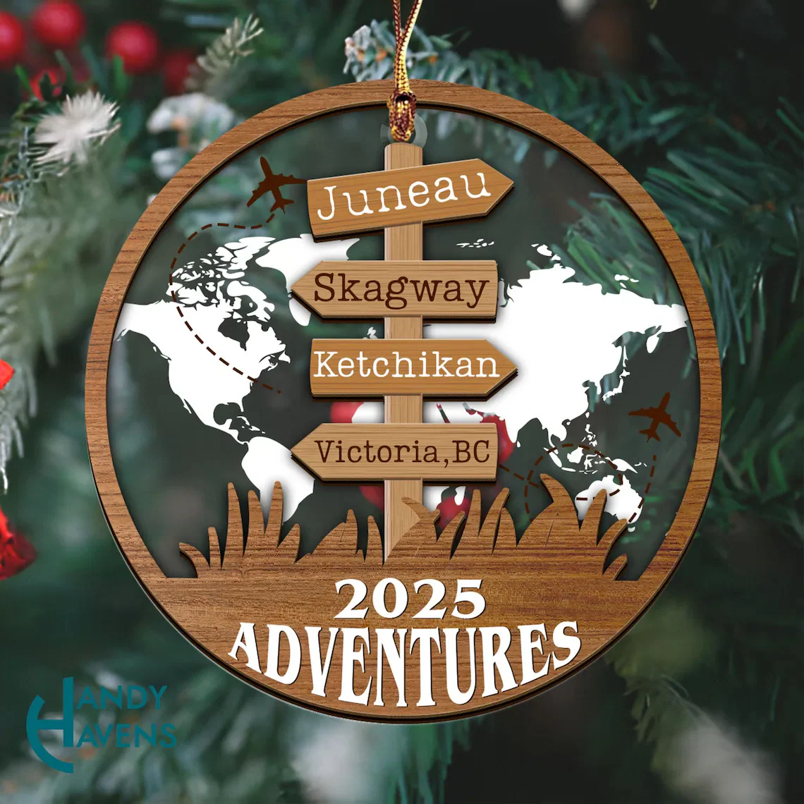 Personalized Travel Adventure Ornament | Custom Destination Gift - Image 3