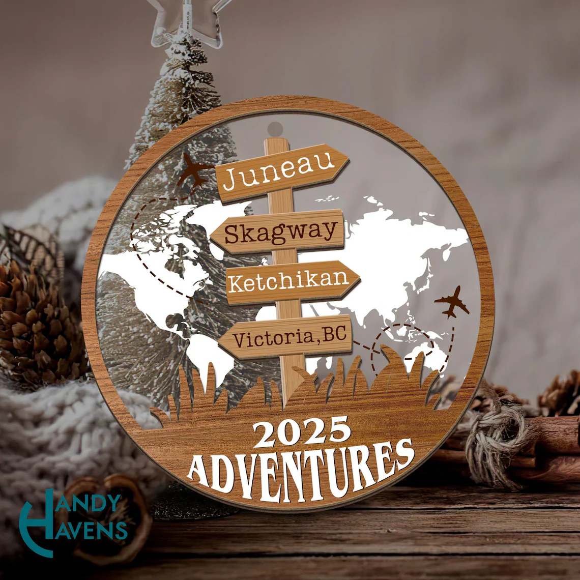 Personalized Travel Adventure Ornament | Custom Destination Gift - Image 4
