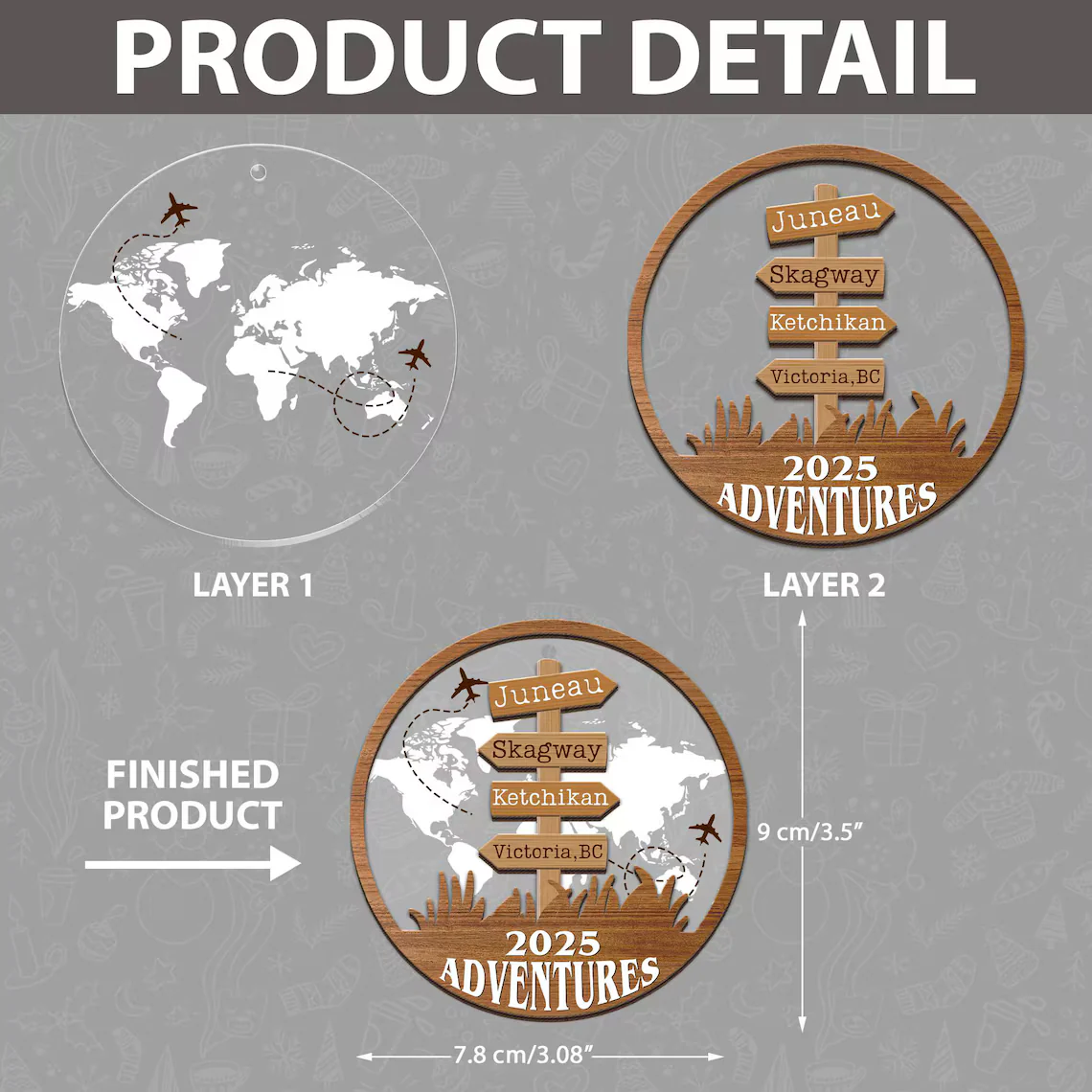 Personalized Travel Adventure Ornament | Custom Destination Gift - Image 5