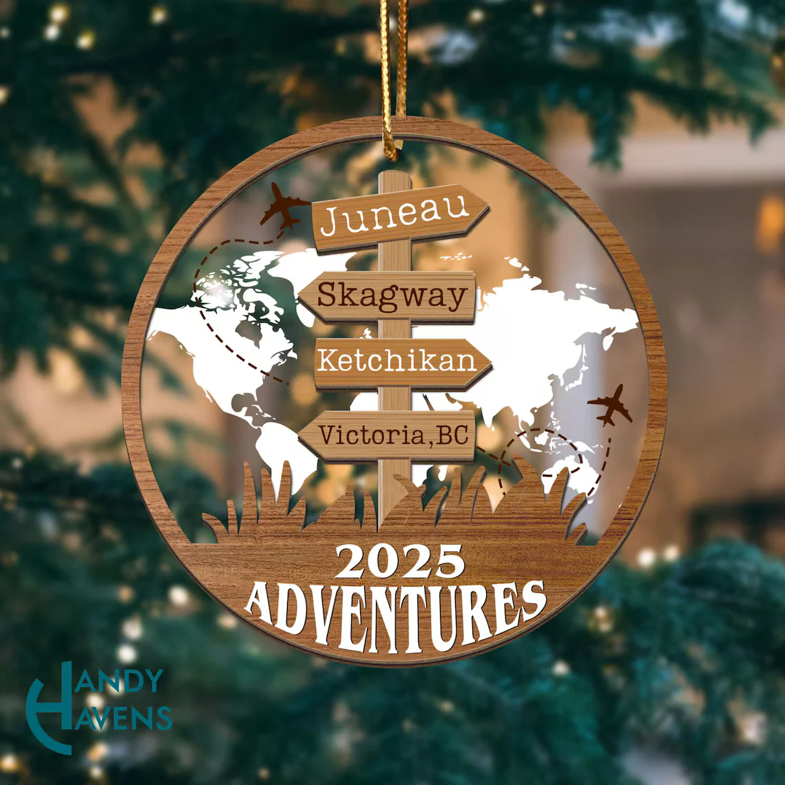 Personalized Travel Adventure Ornament | Custom Destination Gift - Image 6