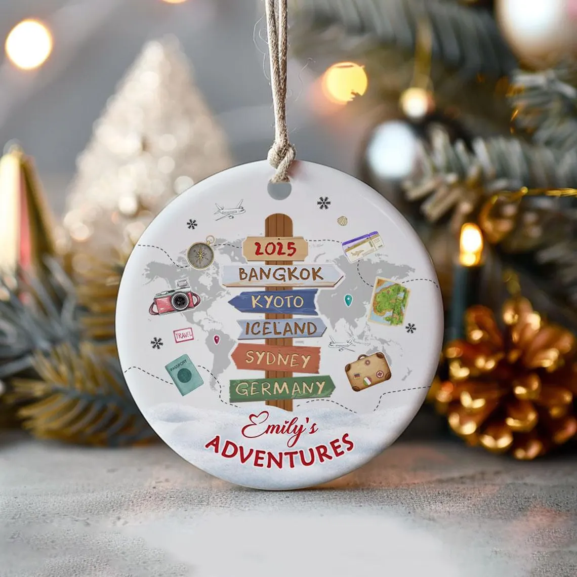 Personalized Travel Ornament | Custom Destination Keepsake