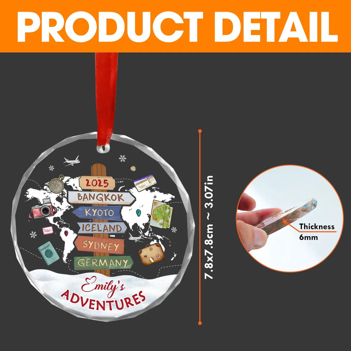 Personalized Travel Ornament | Custom Destination Keepsake - Image 4
