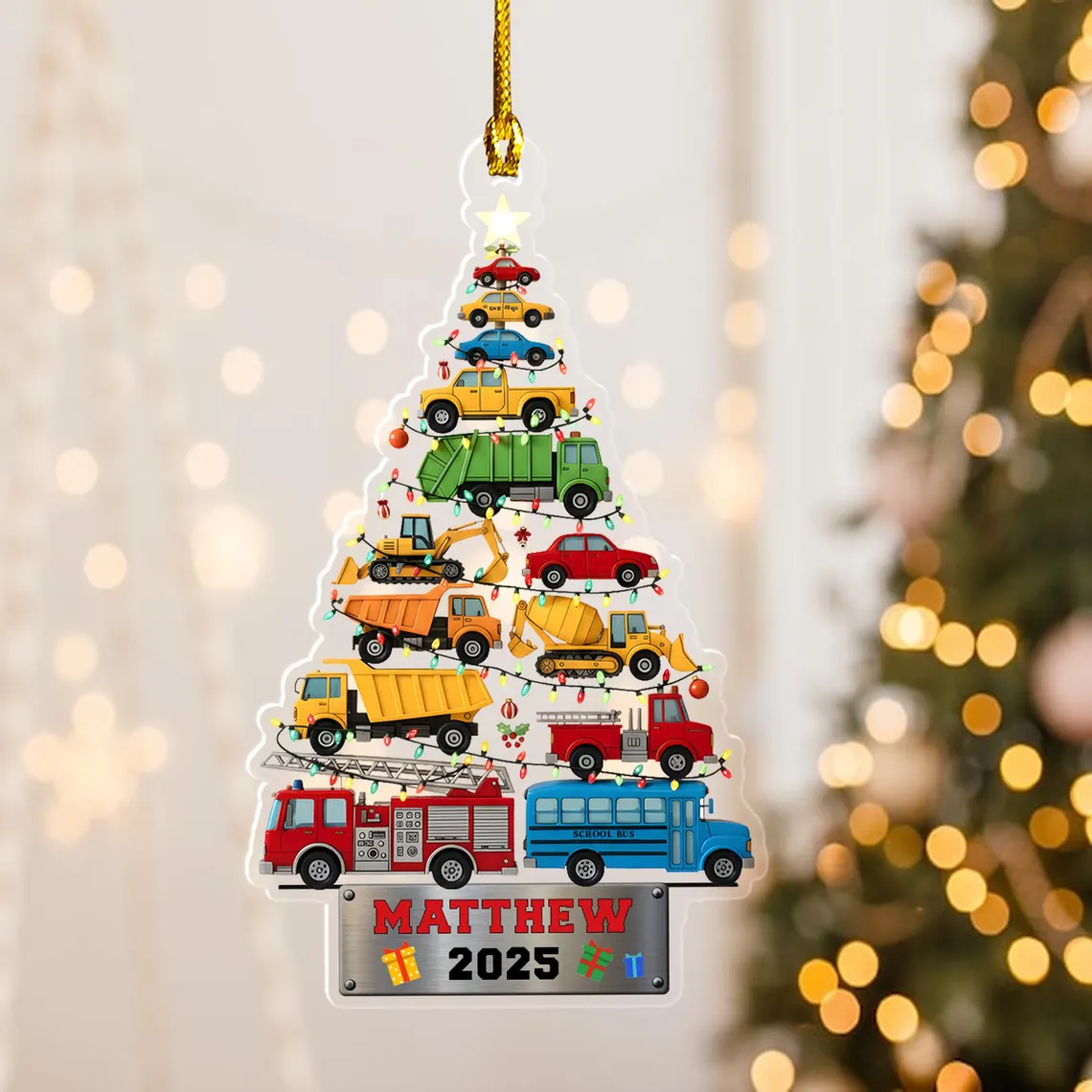Personalized Truck Christmas Ornament – Double-Sided Acrylic Kids Keepsake - Image 3