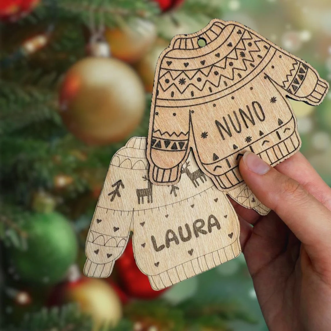 Personalized Ugly Sweater Christmas Ornament – Custom Name Gift