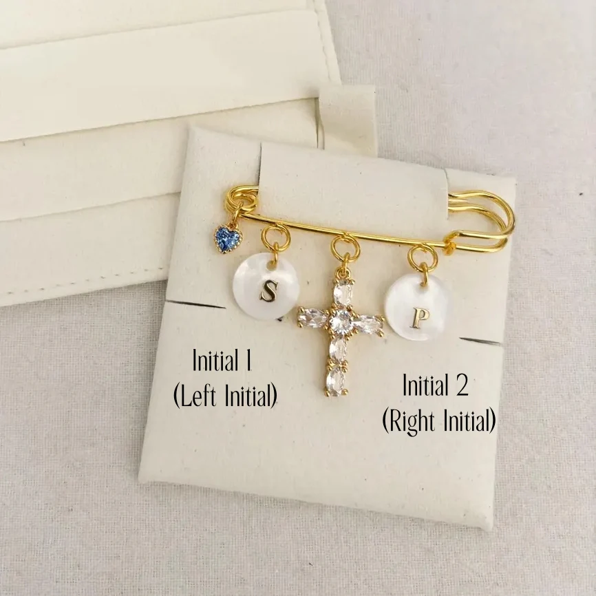 Personalized Wedding Bouquet Pin Something Blue Charm Brooch - Image 3
