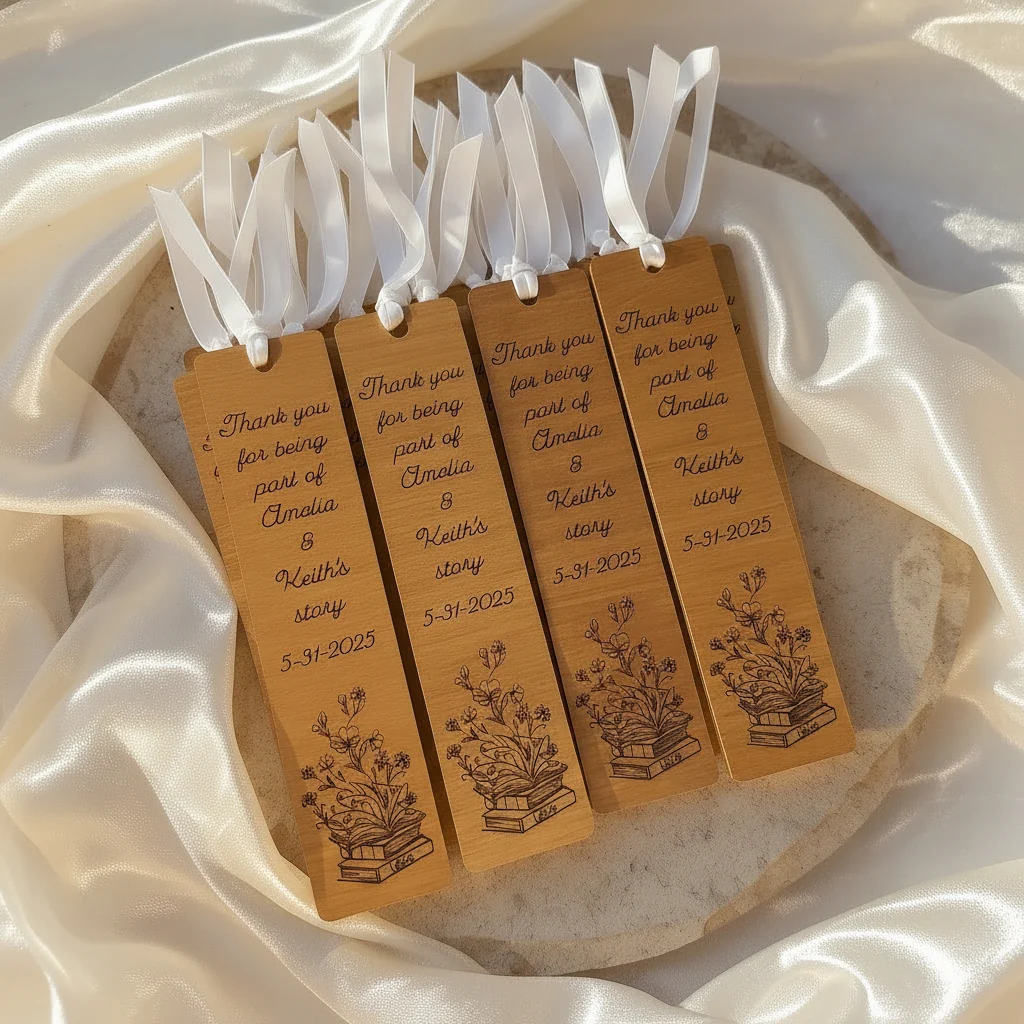 Personalized Wooden Wedding Favor Bookmarks | Book Theme Gift - Image 5
