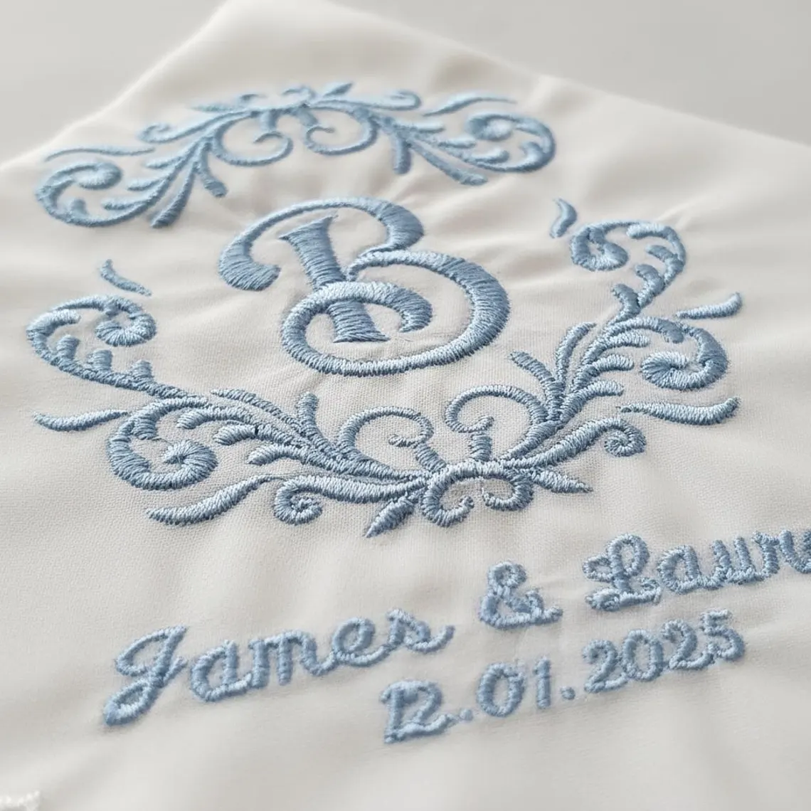 Personalized Wedding Handkerchief Something Blue Bridal Gift - Image 5