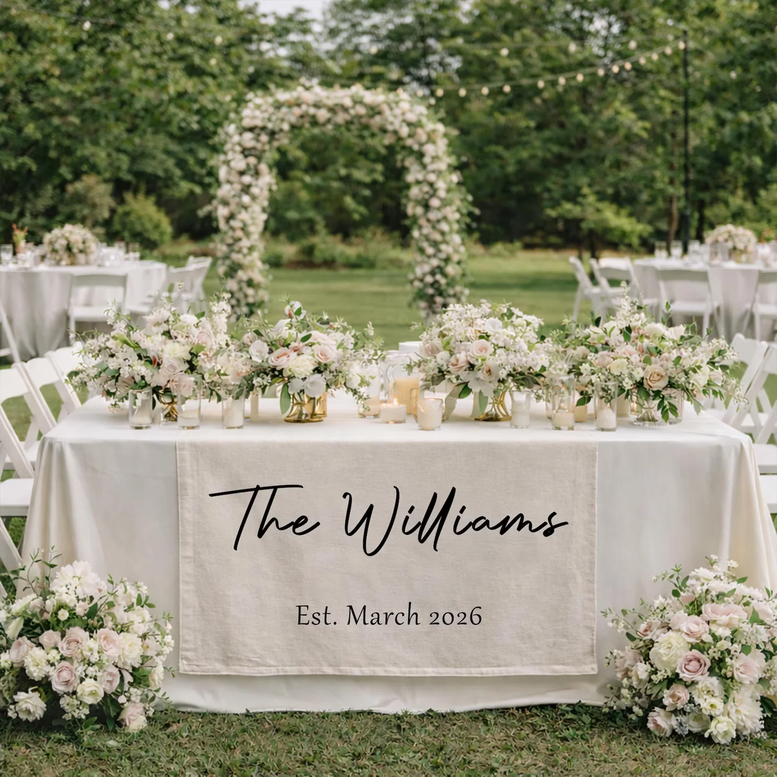 Personalized Wedding Table Banner | Custom Family Name & Year