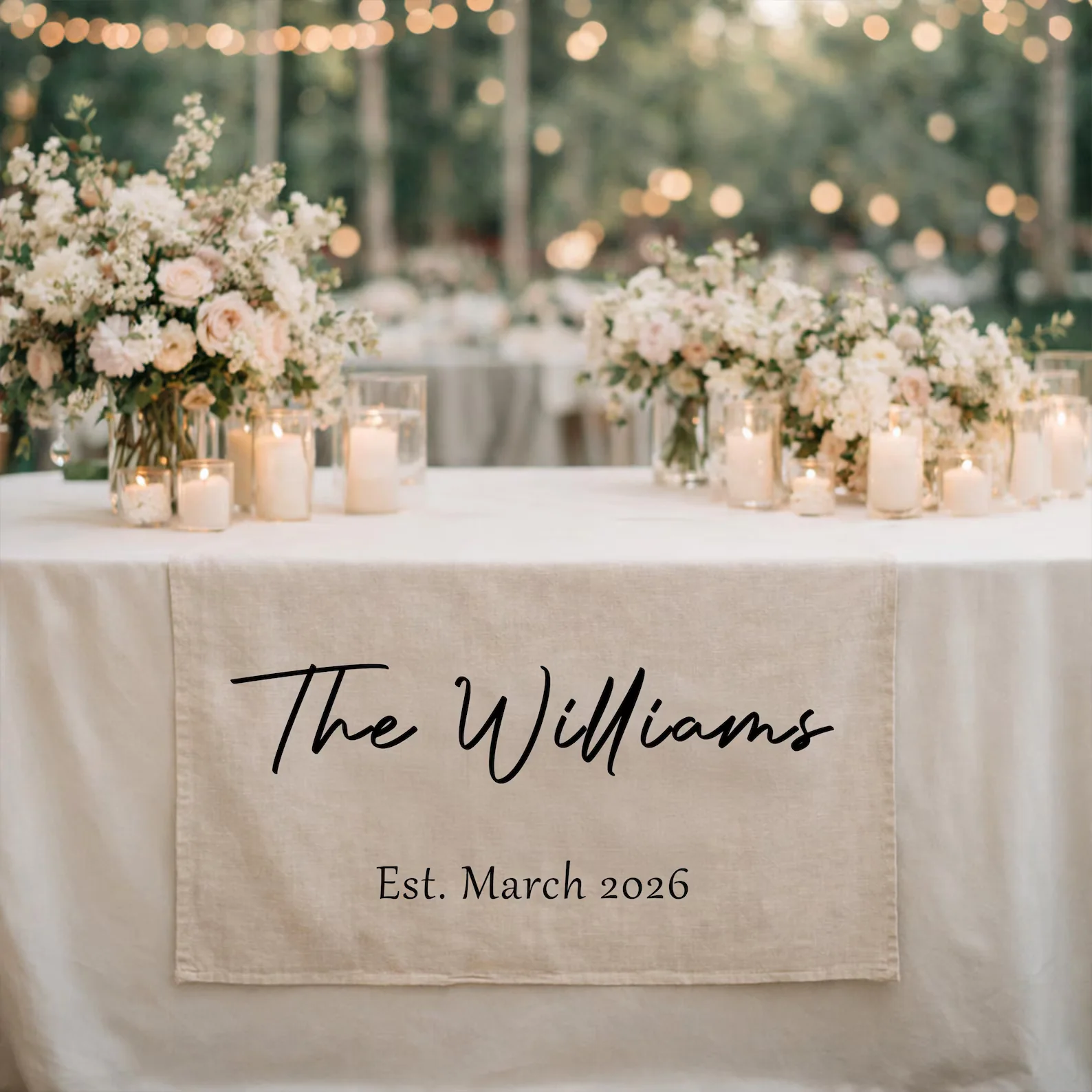 Personalized Wedding Table Banner | Custom Family Name & Year - Image 2