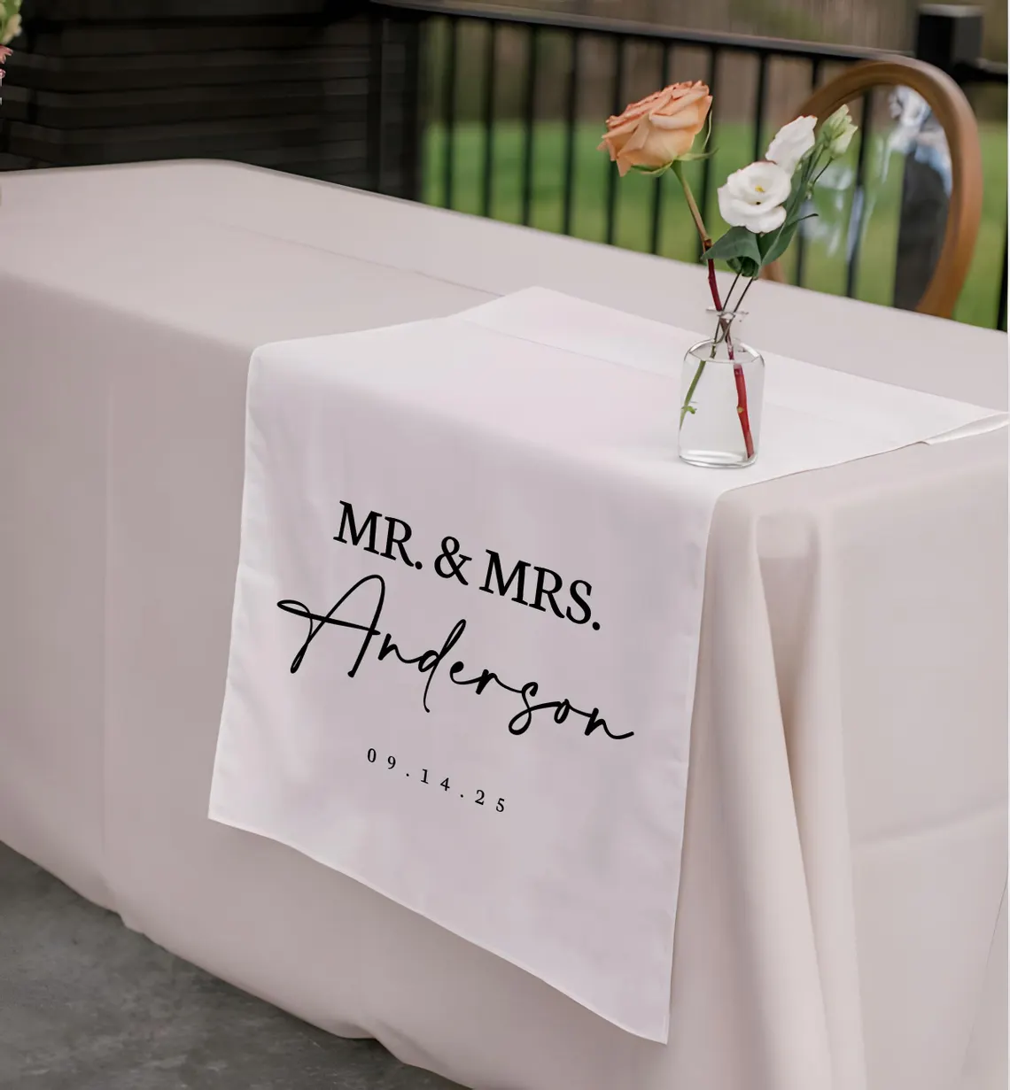 Personalized Wedding Table Runner – Custom Last Name Banner - Image 3