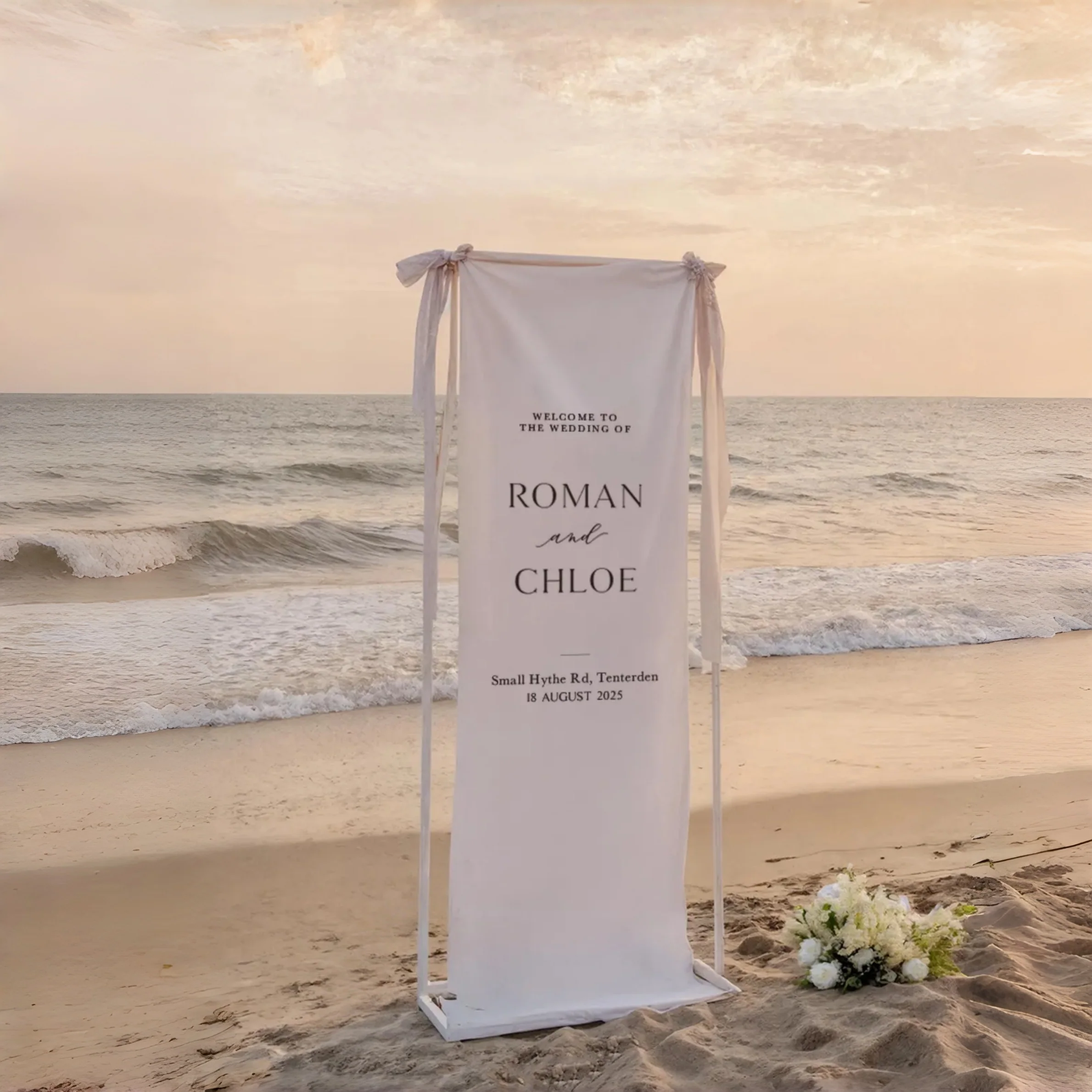 Personalized Fabric Wedding Welcome Sign Linen Banner