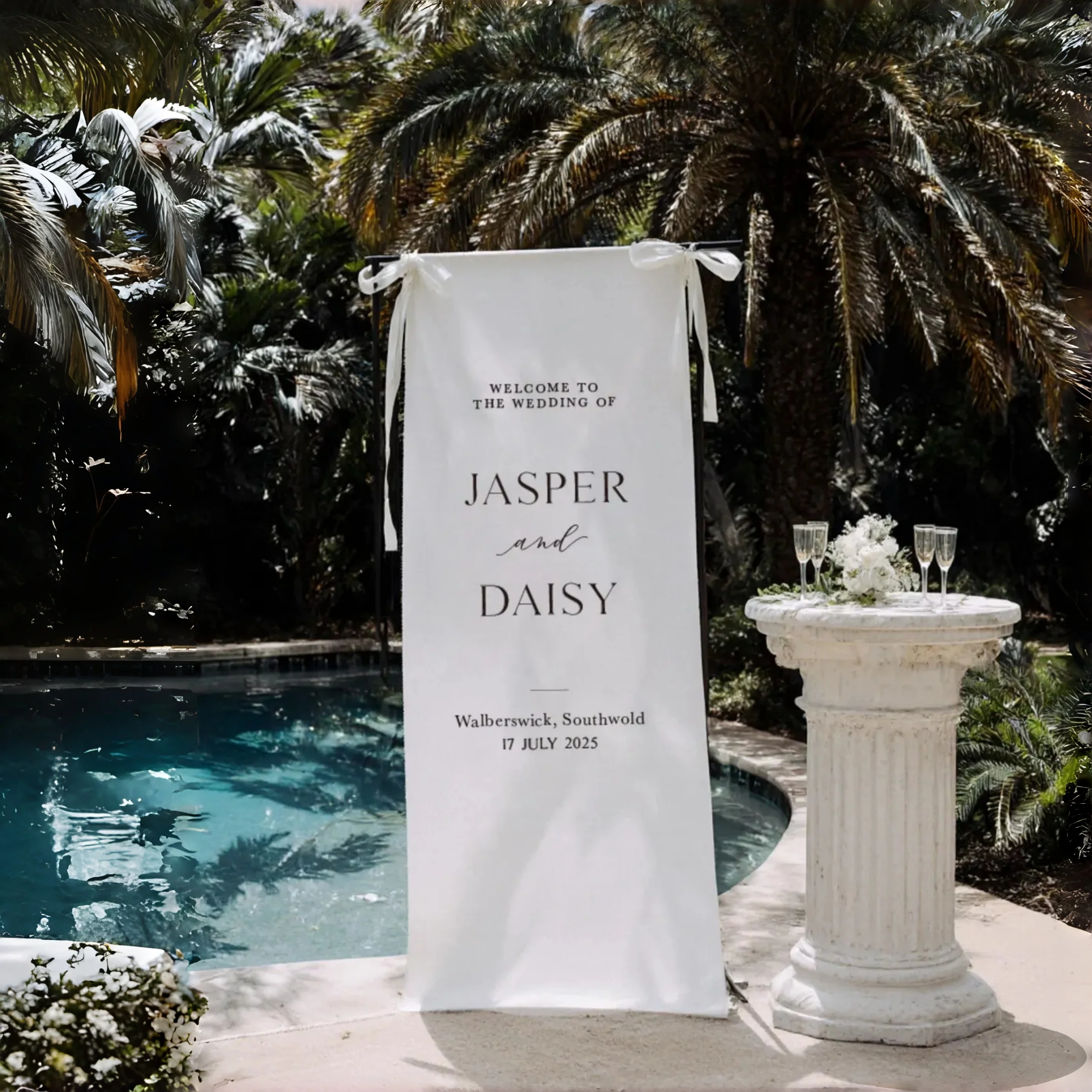 Personalized Fabric Wedding Welcome Sign Linen Banner - Image 2
