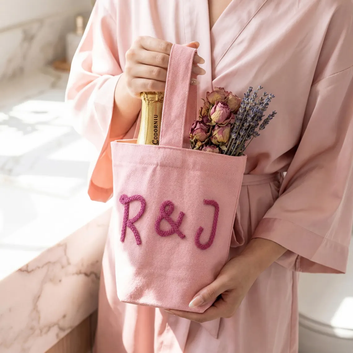 Personalized Wine Tote Bag | Custom Chenille Monogram Carrier - Image 4