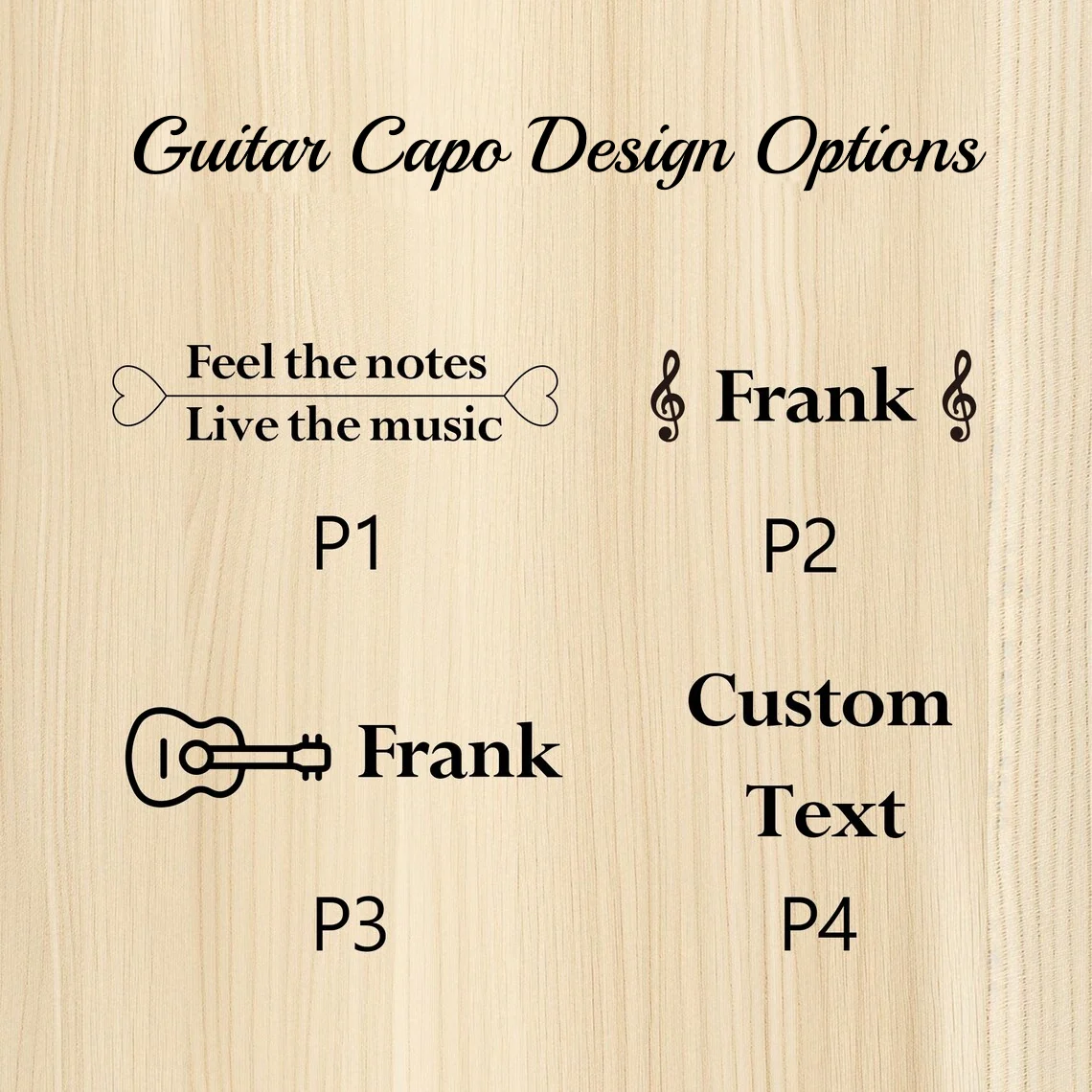 Custom Beechwood Guitar Capo & Pick Gift Set with Engraving - Image 7