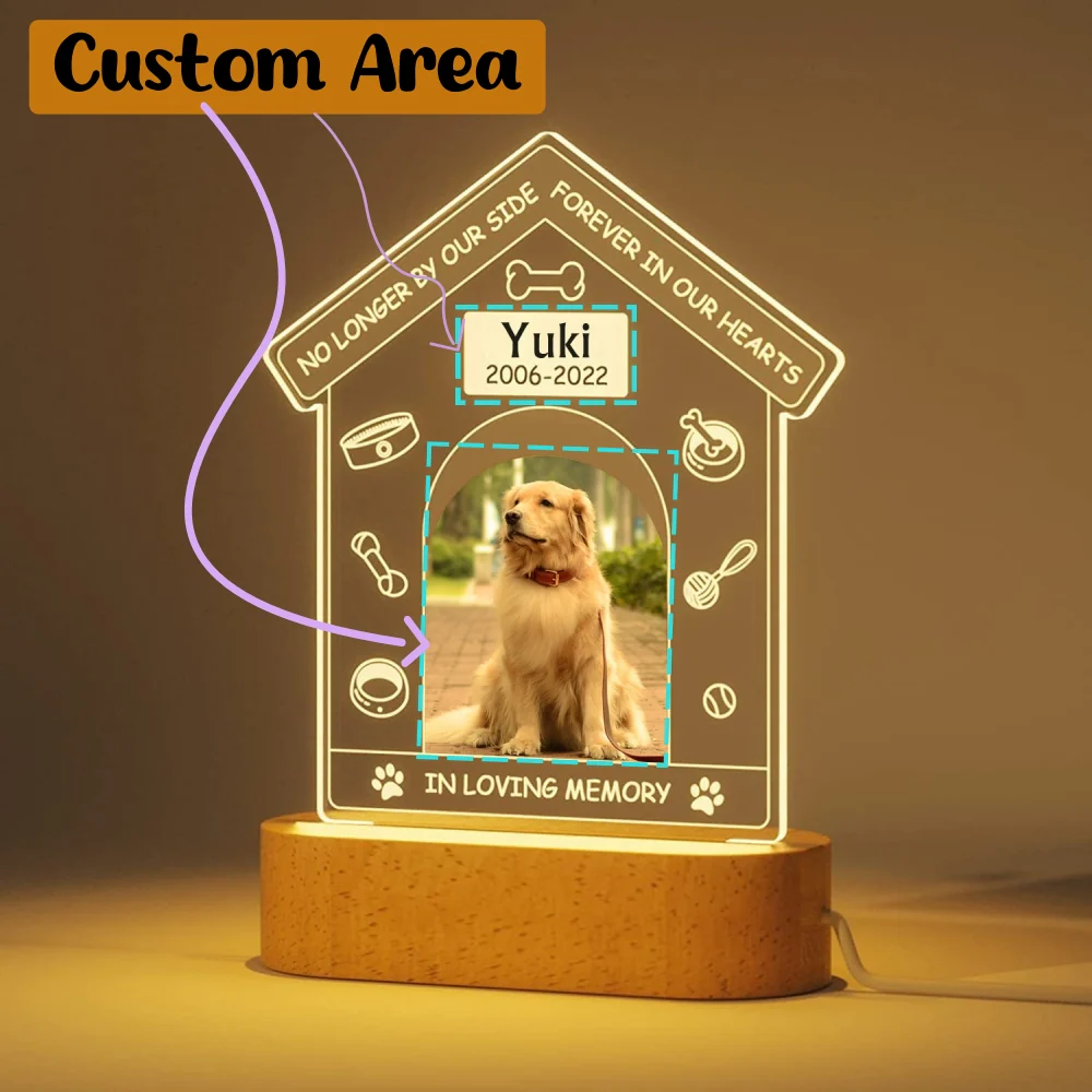 Personalized Wooden Acrylic Pet Memorial Frame β Customizable Photo & Text Memorial for Pets πΎ - Image 3
