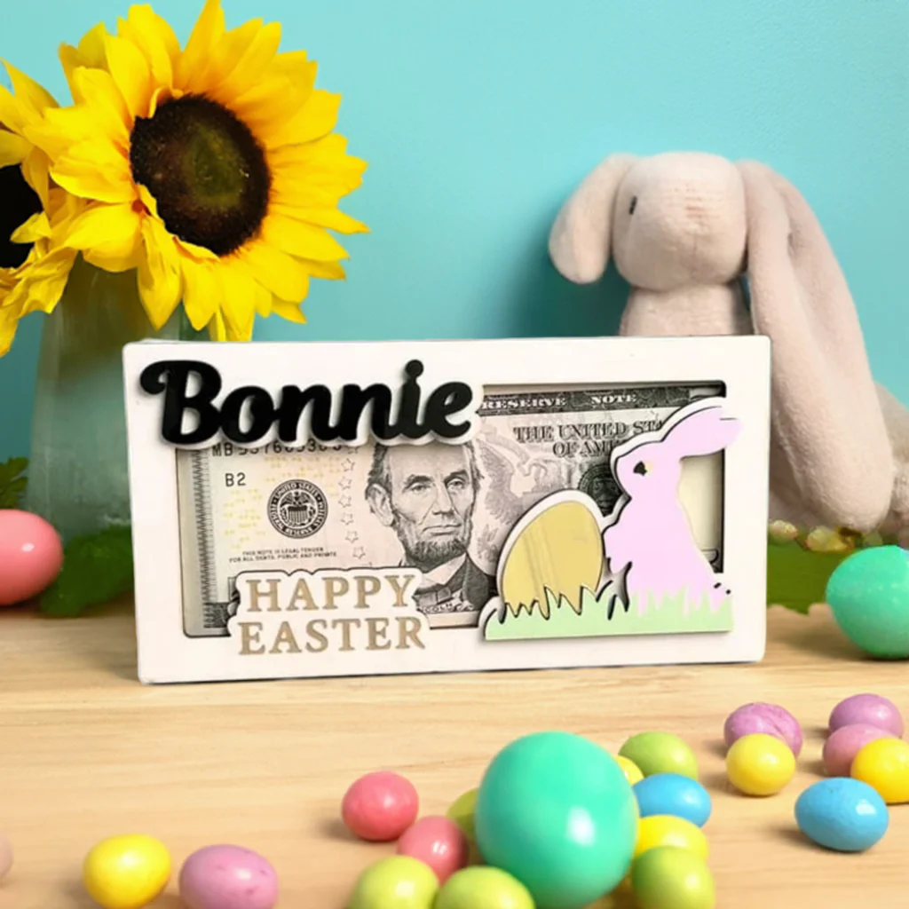 Personalized Wooden Bunny Wallet for Kids – Custom Easter Gift 🐰💖 - Image 3