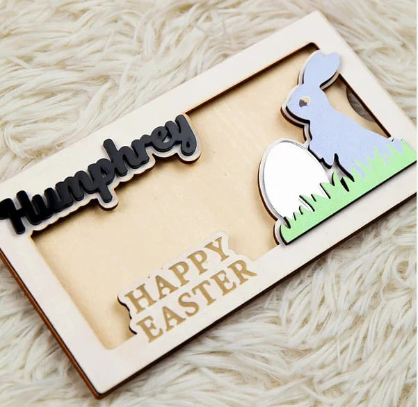 Personalized Wooden Bunny Wallet for Kids – Custom Easter Gift 🐰💖 - Image 6