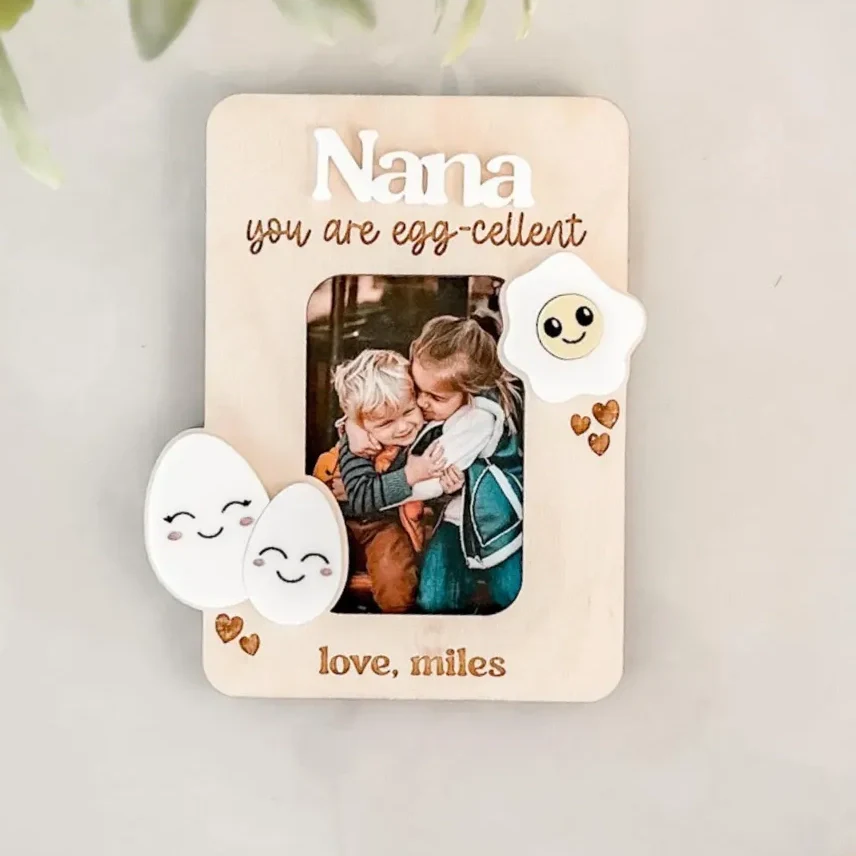 Personalized Wooden Photo Frame Fridge Magnet – Custom Name Gift for Family - Image 3