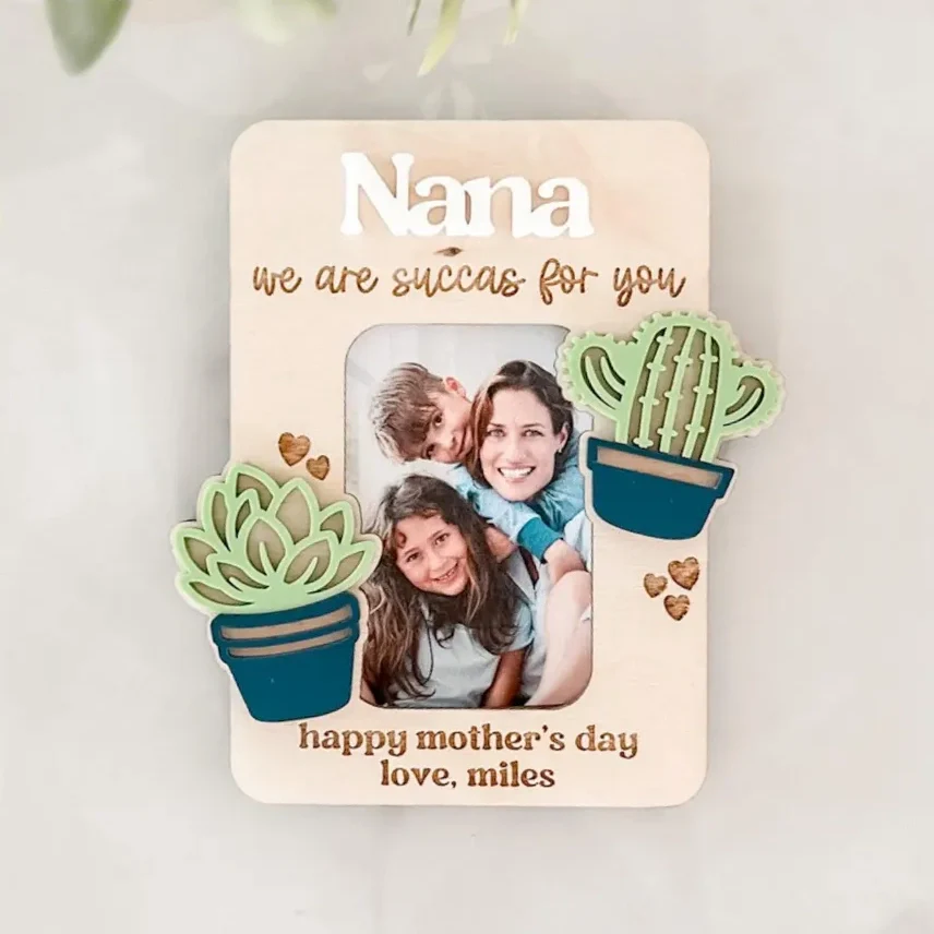 Personalized Wooden Photo Frame Fridge Magnet – Custom Name Gift for Family - Image 6