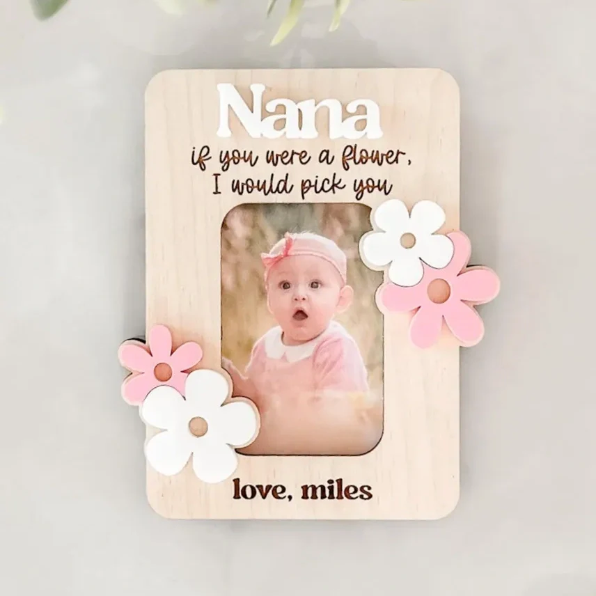 Personalized Wooden Photo Frame Fridge Magnet – Custom Name Gift for Family - Image 7