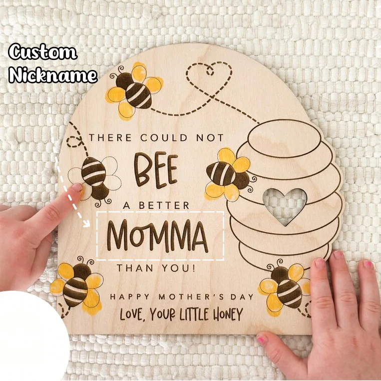 Personalized Wooden Mother’s Day Bee Fingerprint Craft - Image 3