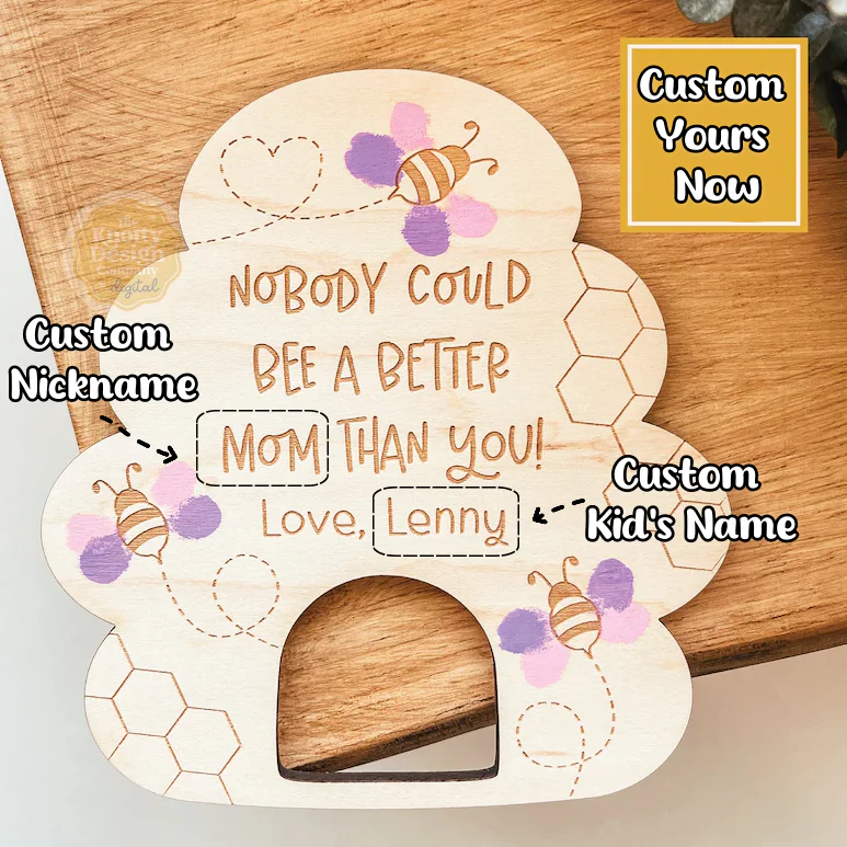 Personalized Wooden Mother’s Day Bee Fingerprint Craft - Image 4