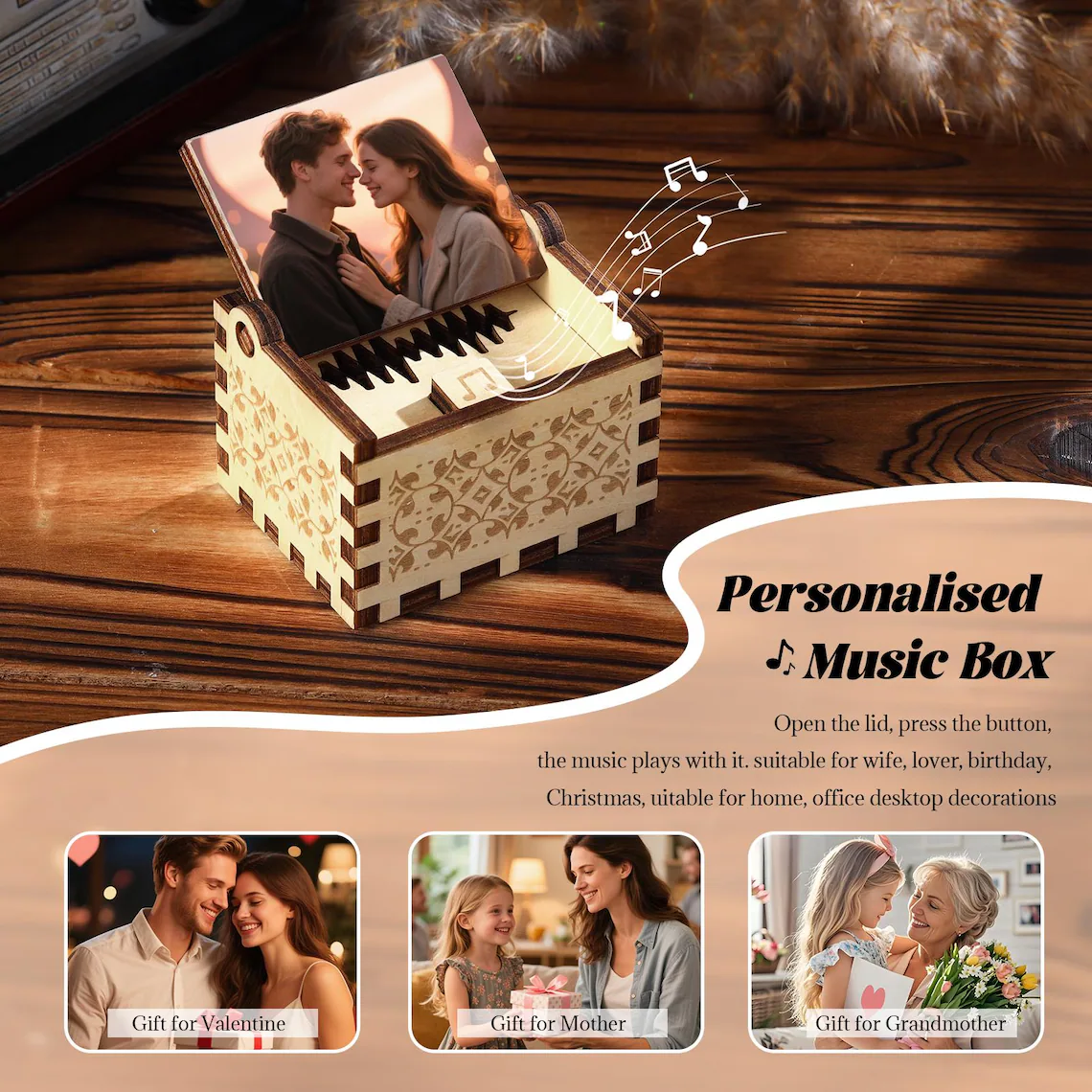 Personalized Wooden Music Box – Custom Song & Photo Gift - Image 6