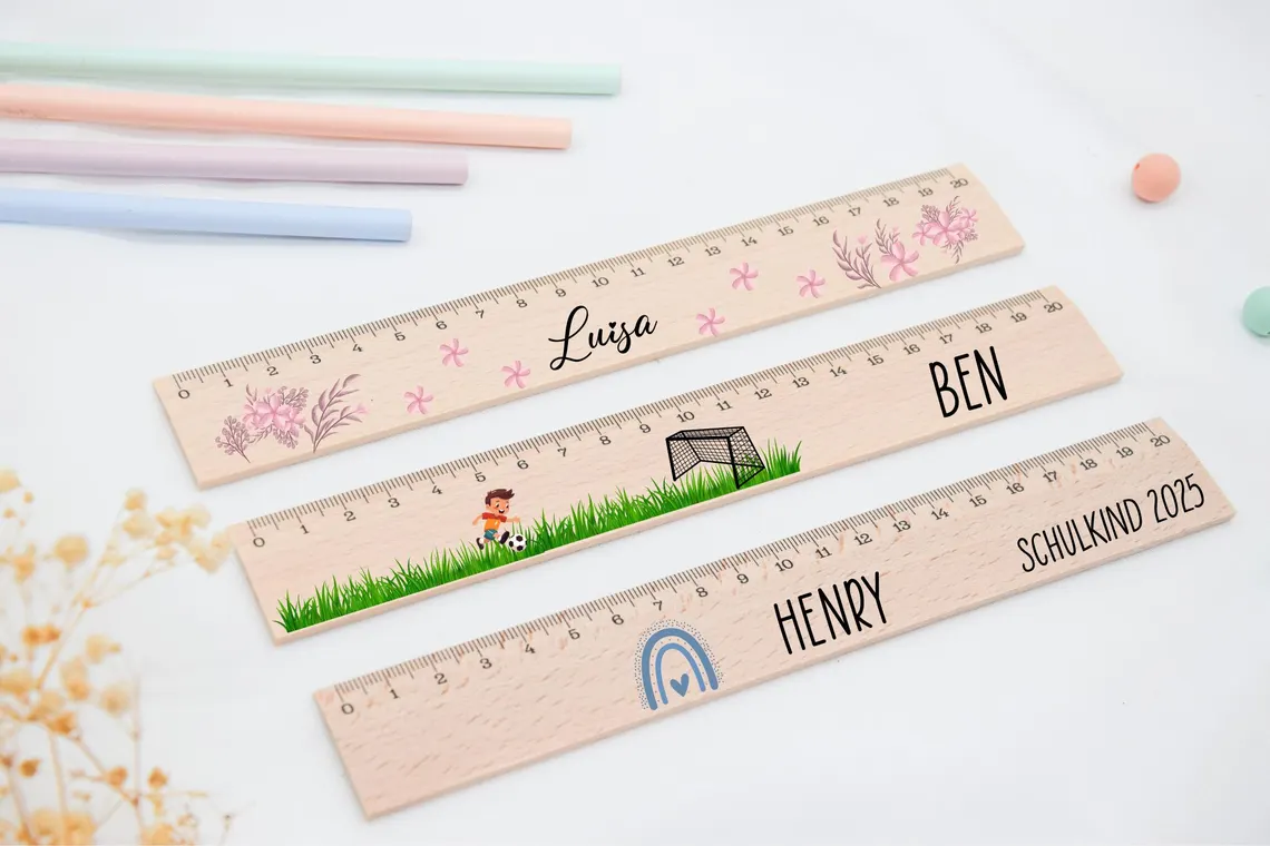 Personalized Kids Wooden Ruler – Custom Name School Gift 20cm - Image 3