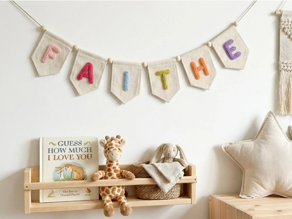 Personalized Yarn Name Banner – Nursery Wall Decor Gift