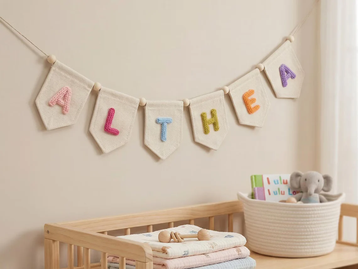 Personalized Yarn Name Banner – Nursery Wall Decor Gift - Image 2