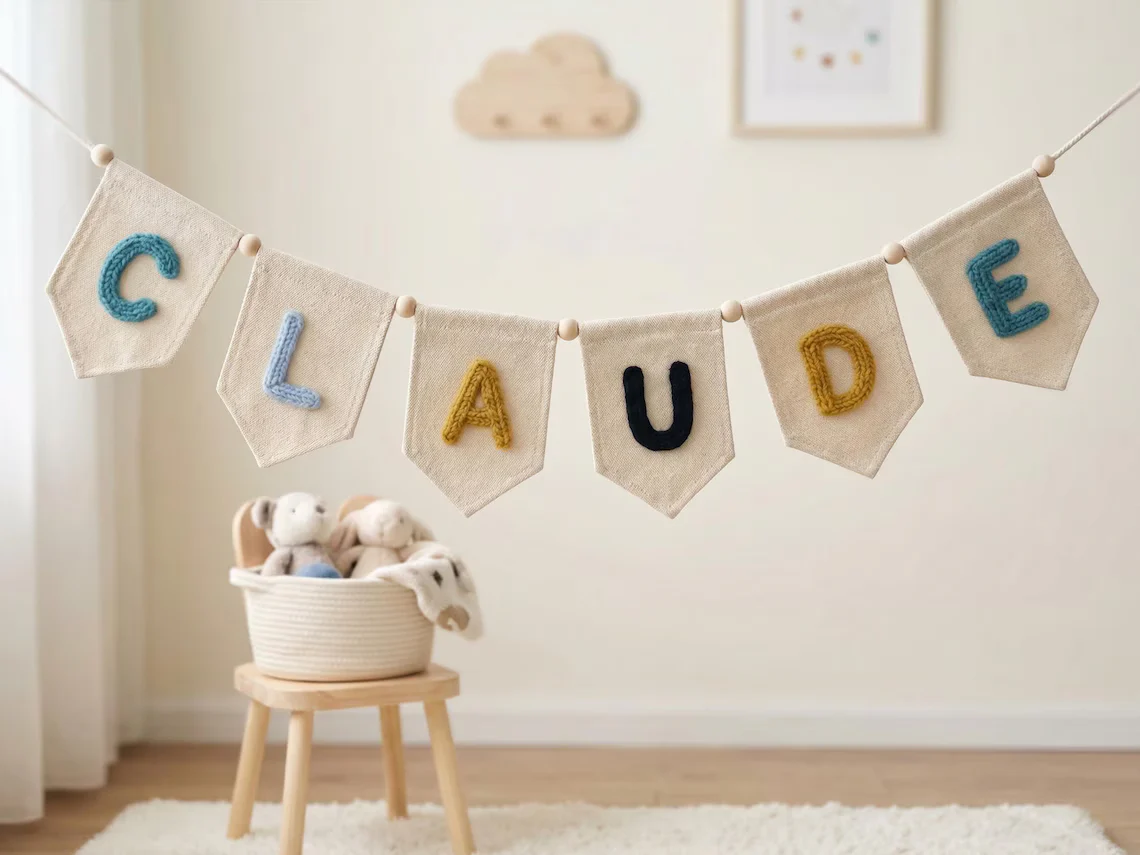 Personalized Yarn Name Banner – Nursery Wall Decor Gift - Image 3