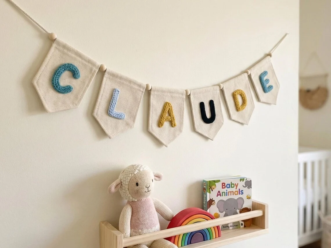 Personalized Yarn Name Banner – Nursery Wall Decor Gift - Image 4