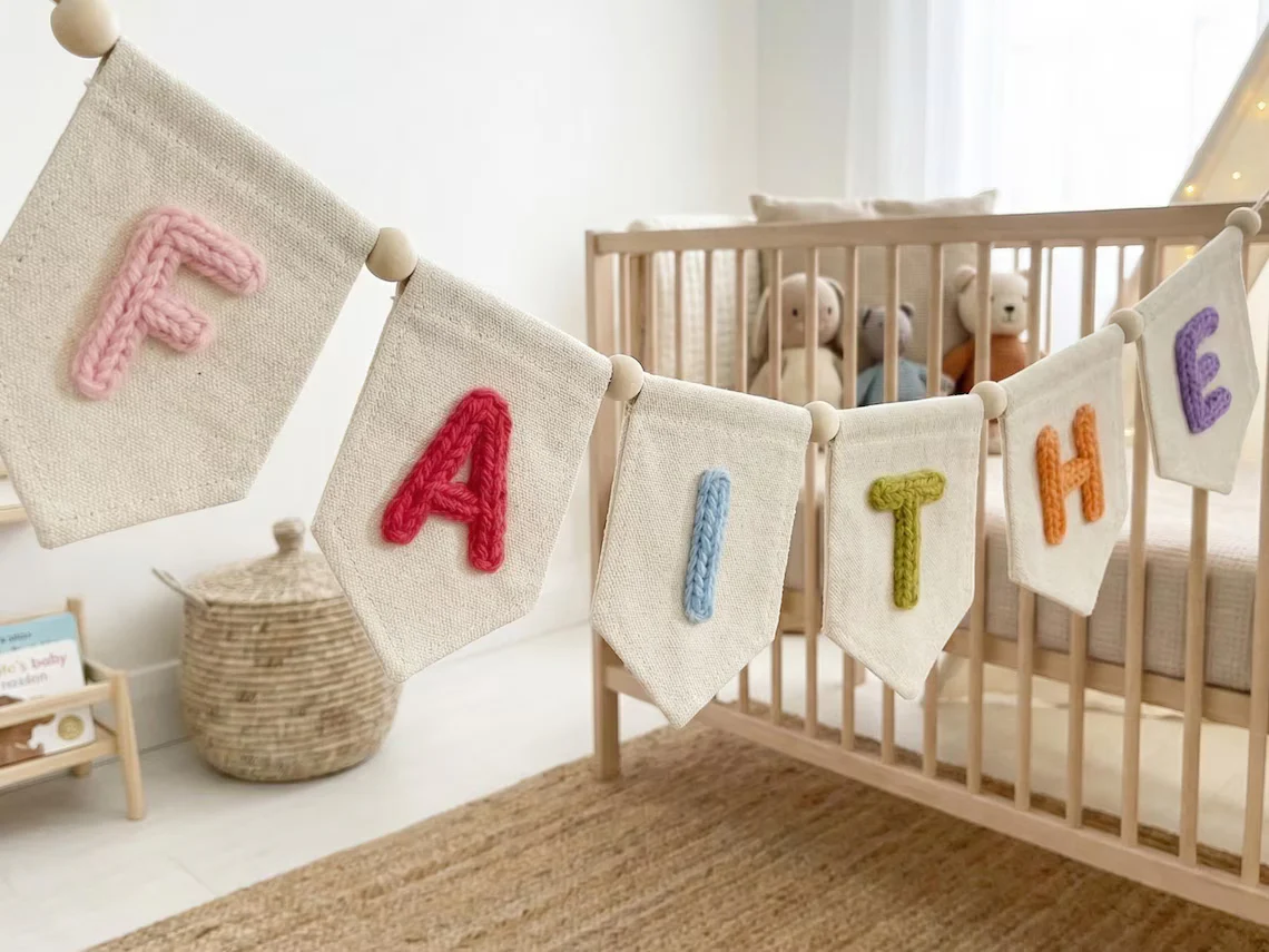 Personalized Yarn Name Banner – Nursery Wall Decor Gift - Image 5