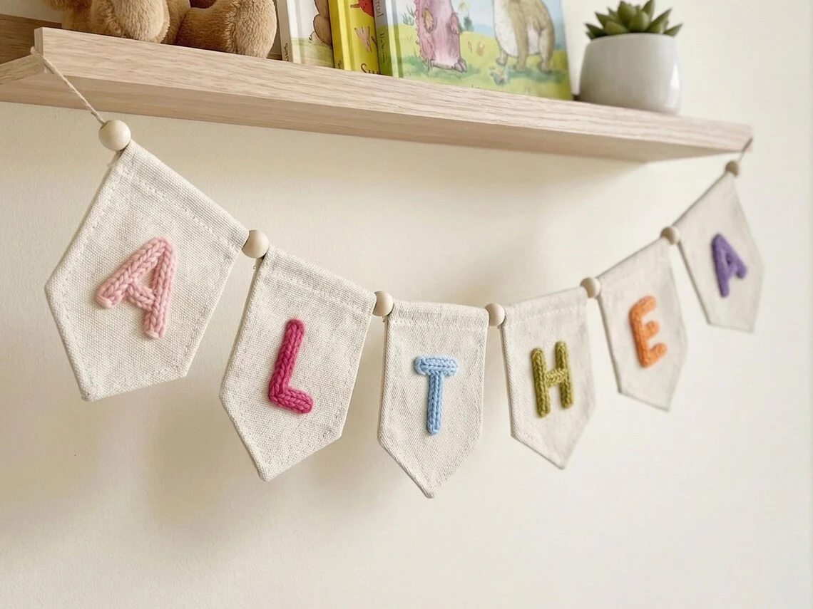 Personalized Yarn Name Banner – Nursery Wall Decor Gift - Image 6