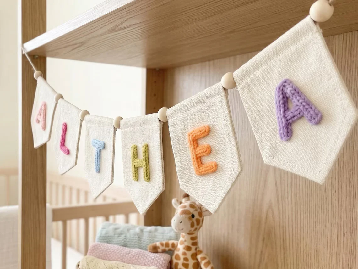 Personalized Yarn Name Banner – Nursery Wall Decor Gift - Image 7