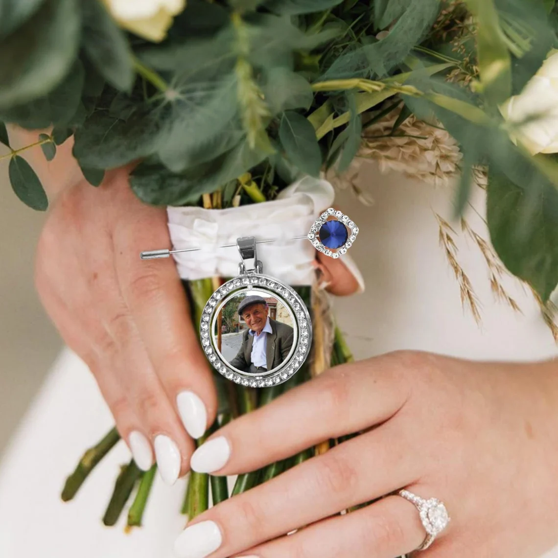 Photo Bouquet Charm – Something Blue Bridal Keepsake - Image 5