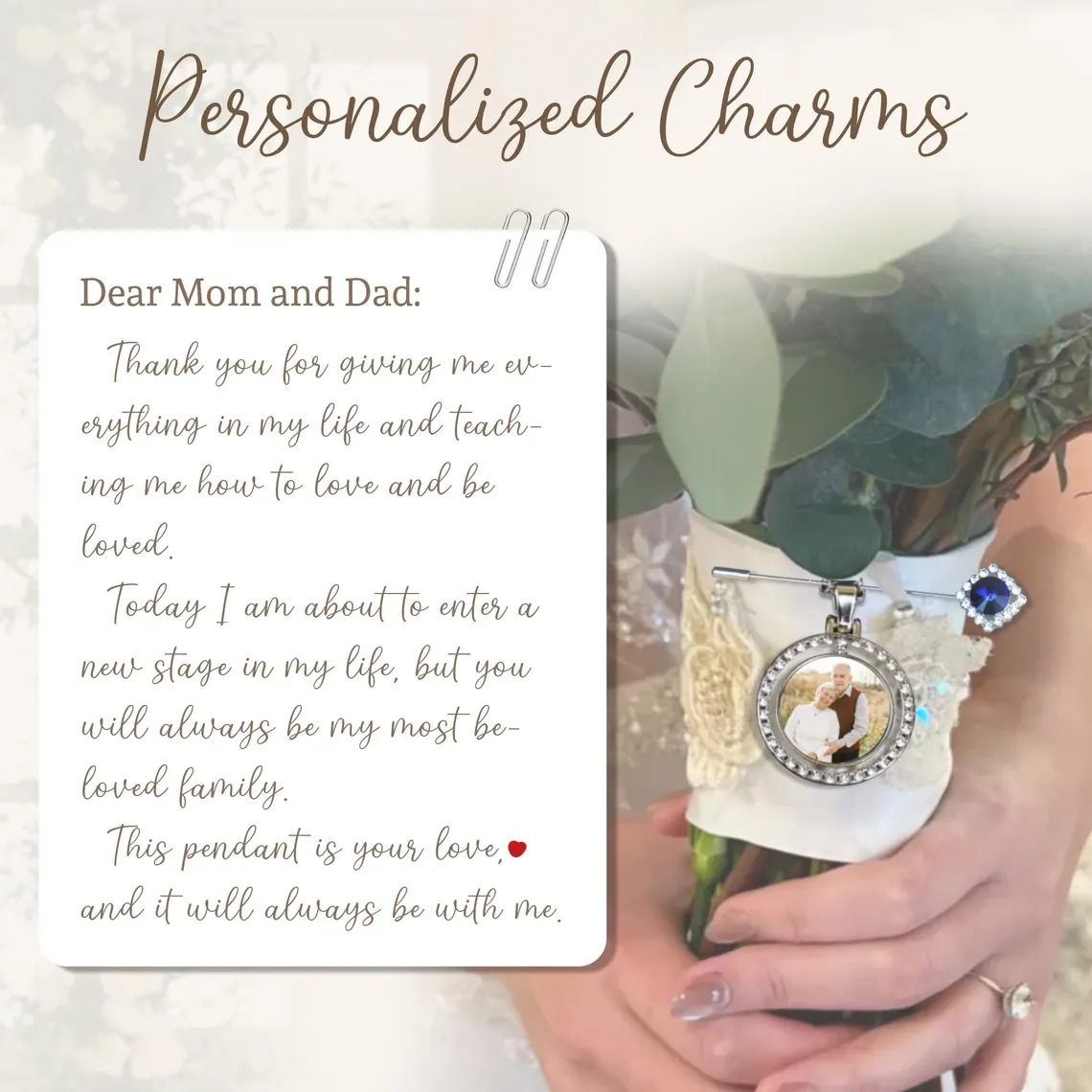 Photo Bouquet Charm – Something Blue Bridal Keepsake - Image 8