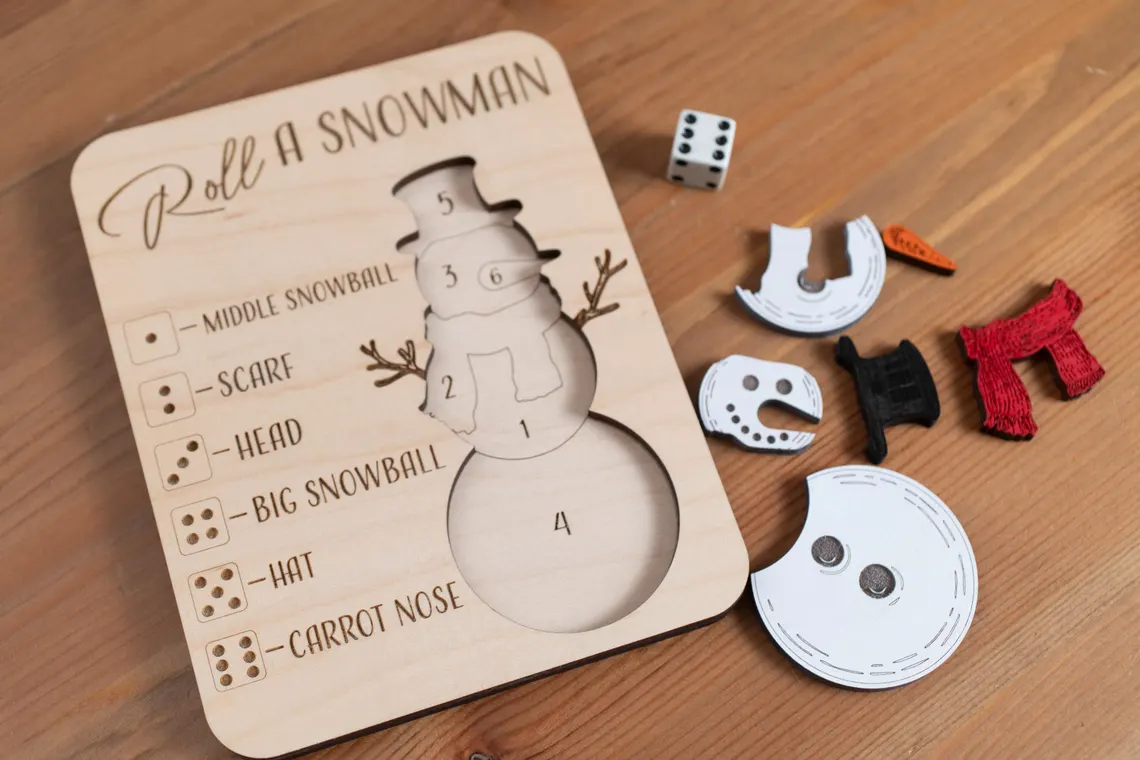 Roll-A-Snowman Christmas Puzzle Game | Kids Party & Stocking Stuffer - Image 2
