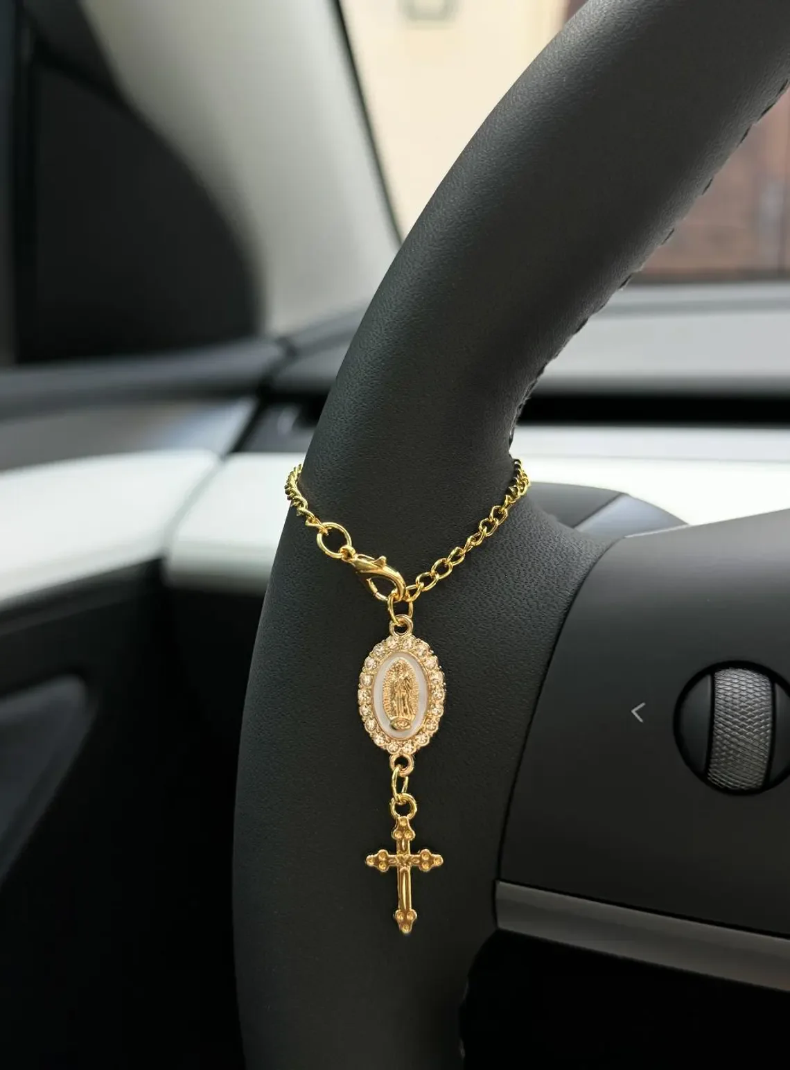 Custom Rosary Car Charm – Car Accessory in 6 Colors & 2 Finishes - Image 3