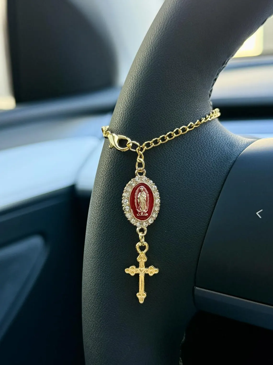 Custom Rosary Car Charm – Car Accessory in 6 Colors & 2 Finishes - Image 4
