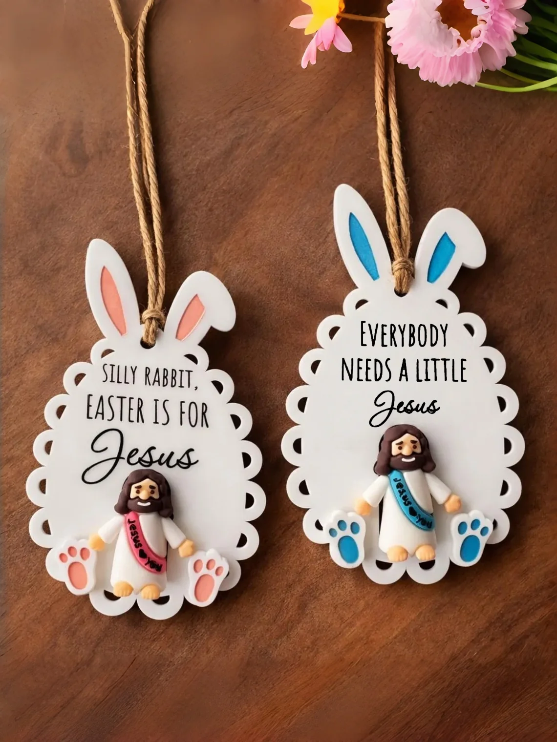 Personalized Easter Faith Ornament – Silly Rabbit, Custom Text - Image 6