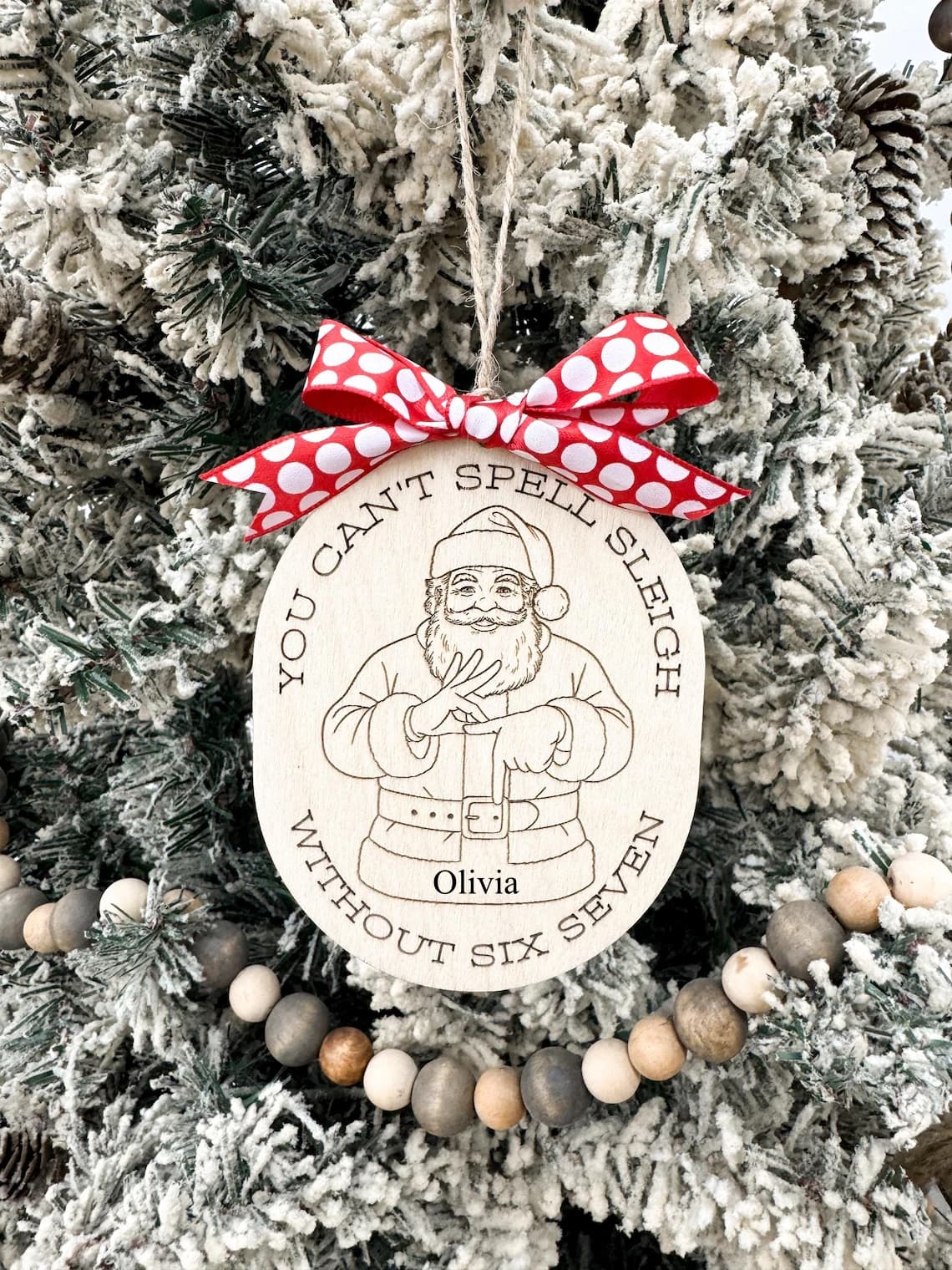 Funny “Six Seven” Santa Ornament | Personalized Christmas Gift - Image 7
