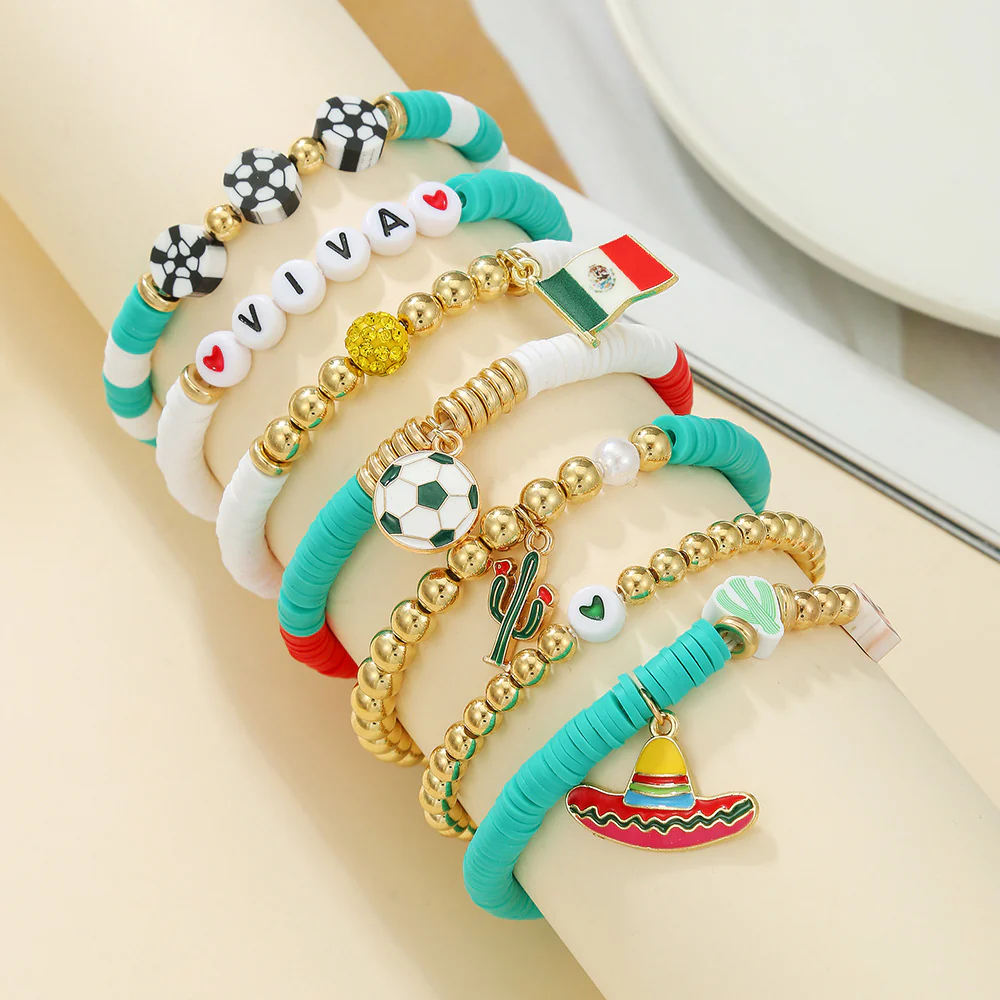 Custom Name Soccer Bracelet Stack – Fan Game Day Jewelry - Image 11