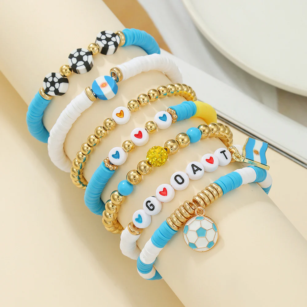 Custom Name Soccer Bracelet Stack – Fan Game Day Jewelry - Image 12